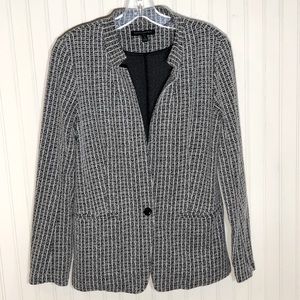 Lightweight Tweed Blazer, Black and White, Size S